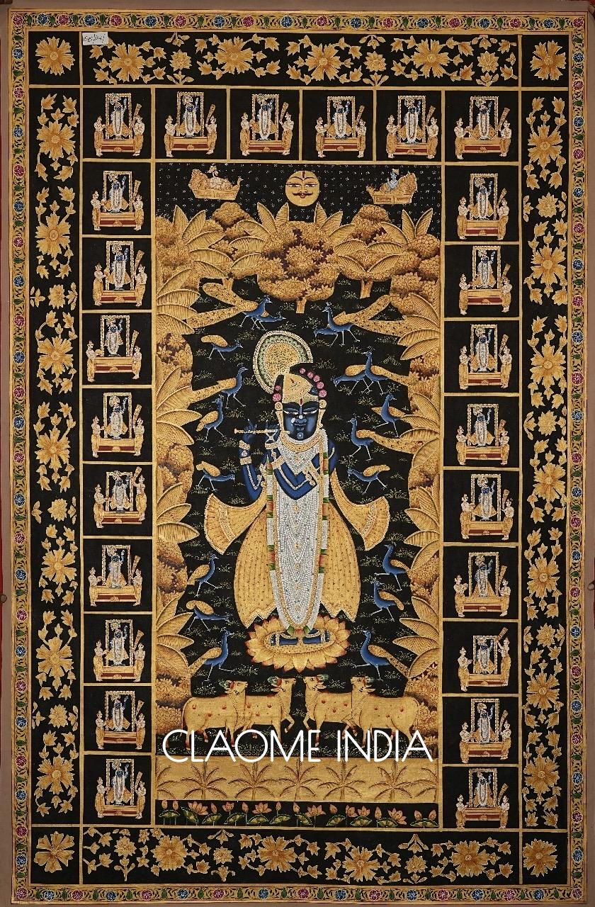 Authentic Indian Pichwai art with detailed storytelling and craftsmanship