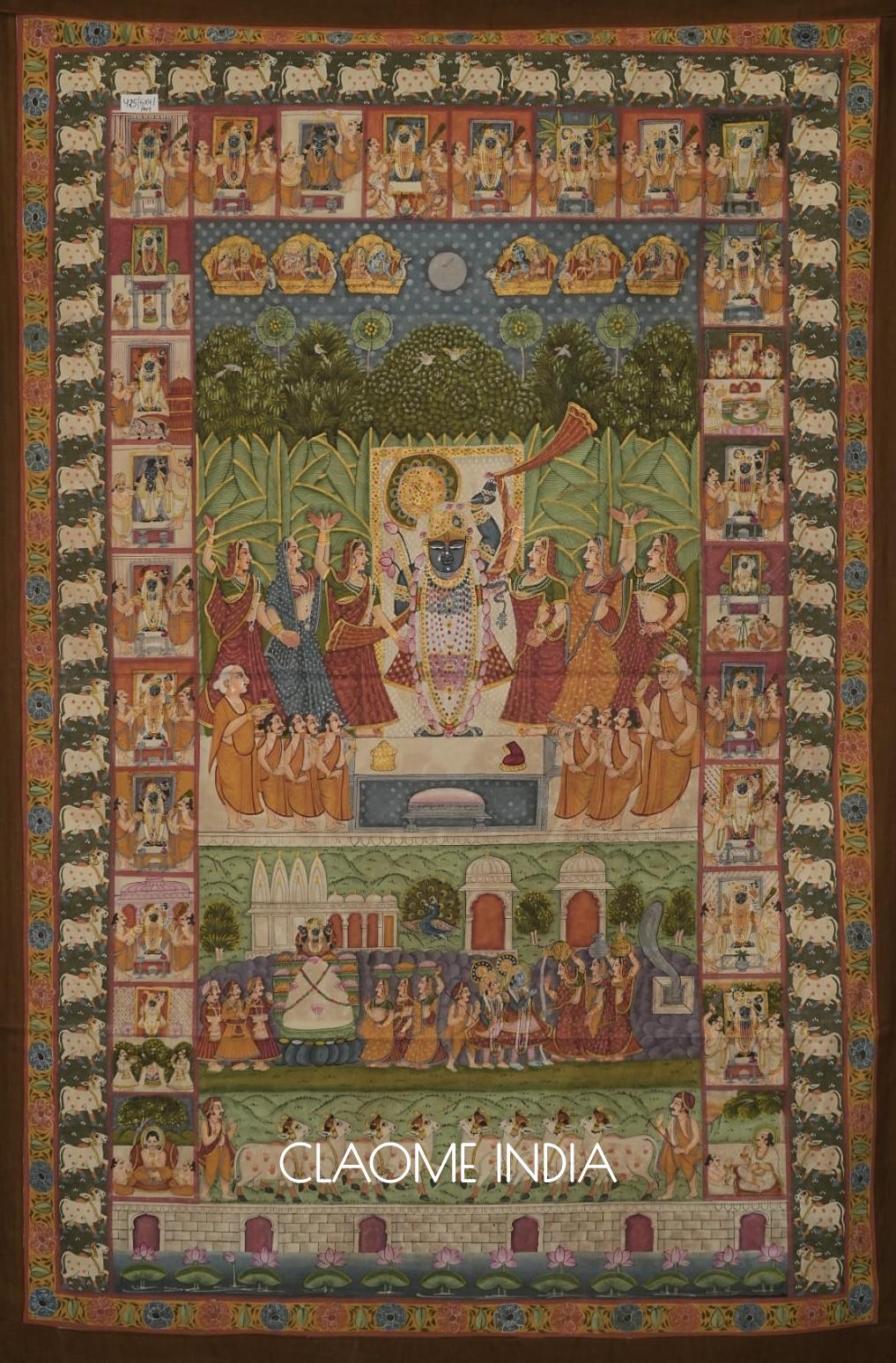 Authentic Indian Pichwai art with detailed storytelling and craftsmanship