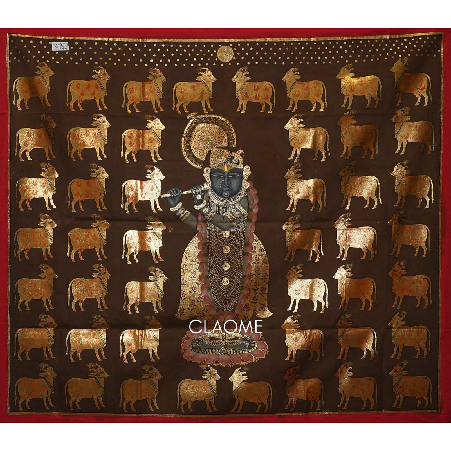 Detailed Pichwai art of Lord Krishna suitable for living area and entrance.