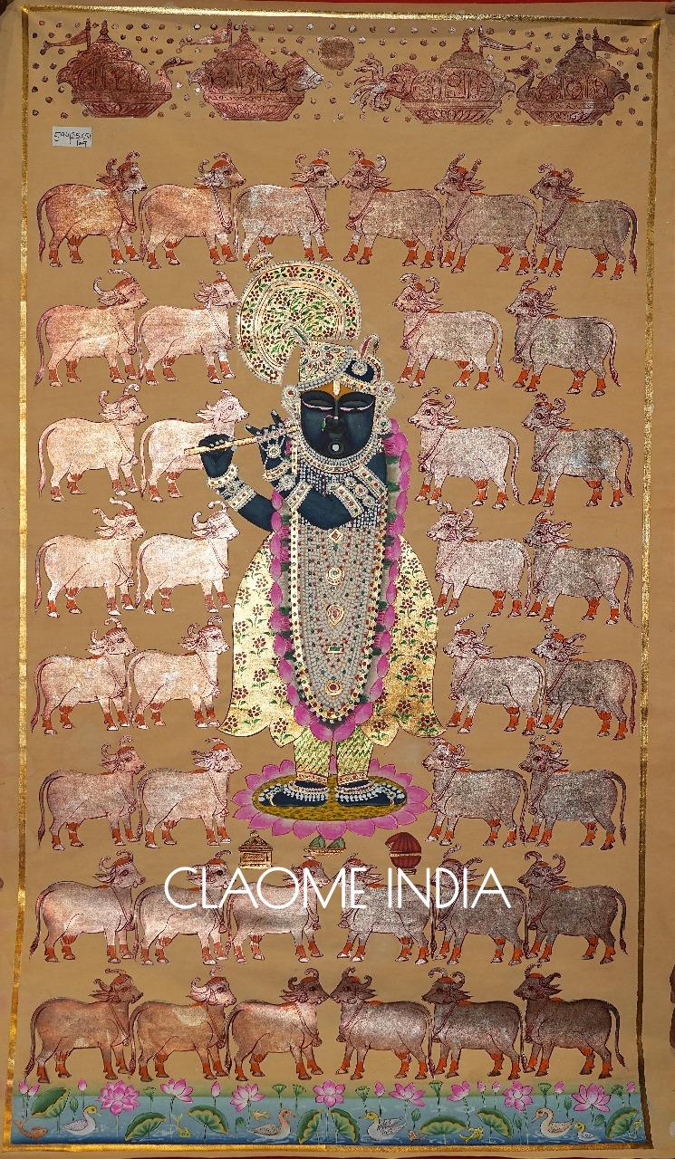 Hand-painted devotional Pichwai artwork for serene interior spaces