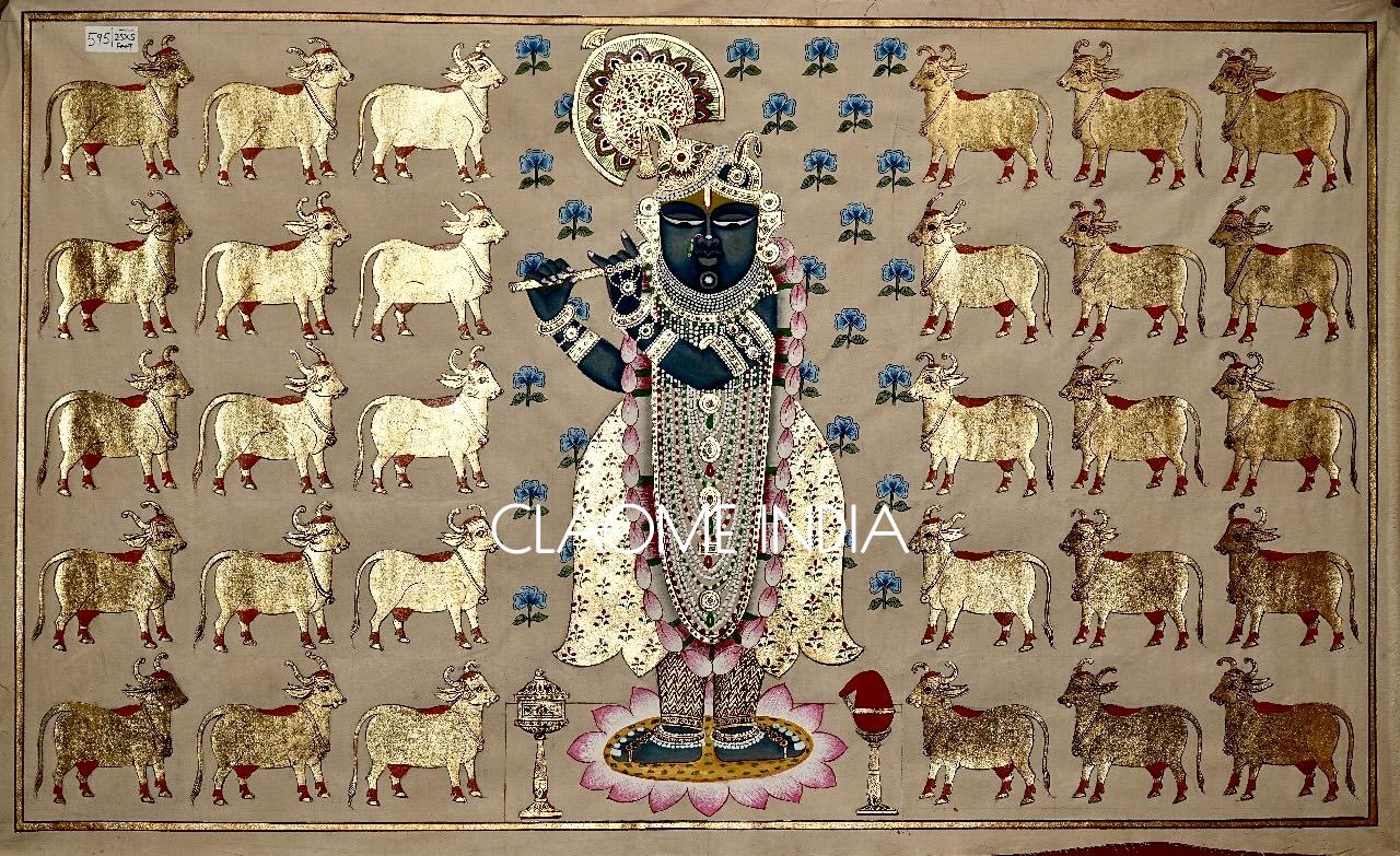 Authentic Indian Pichwai art with detailed storytelling and craftsmanship