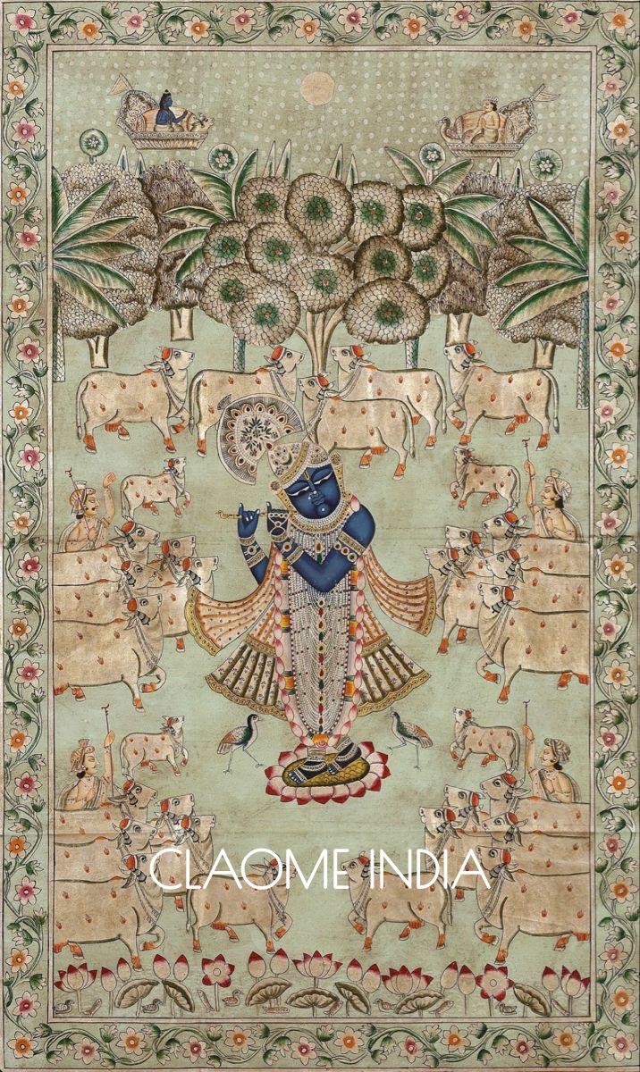 Authentic Indian Pichwai art with detailed storytelling and craftsmanship