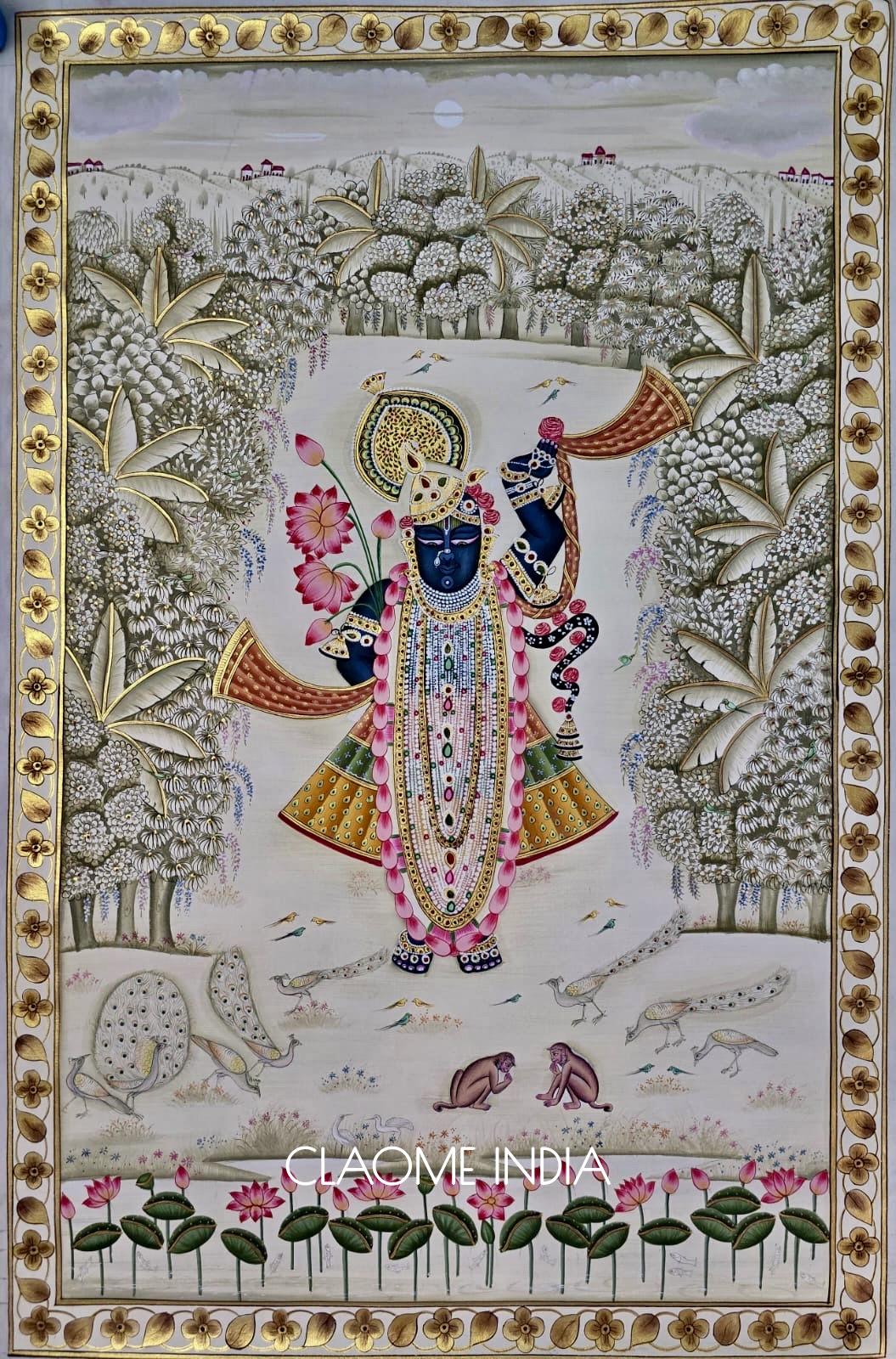 Hand-painted devotional Pichwai artwork for serene interior spaces