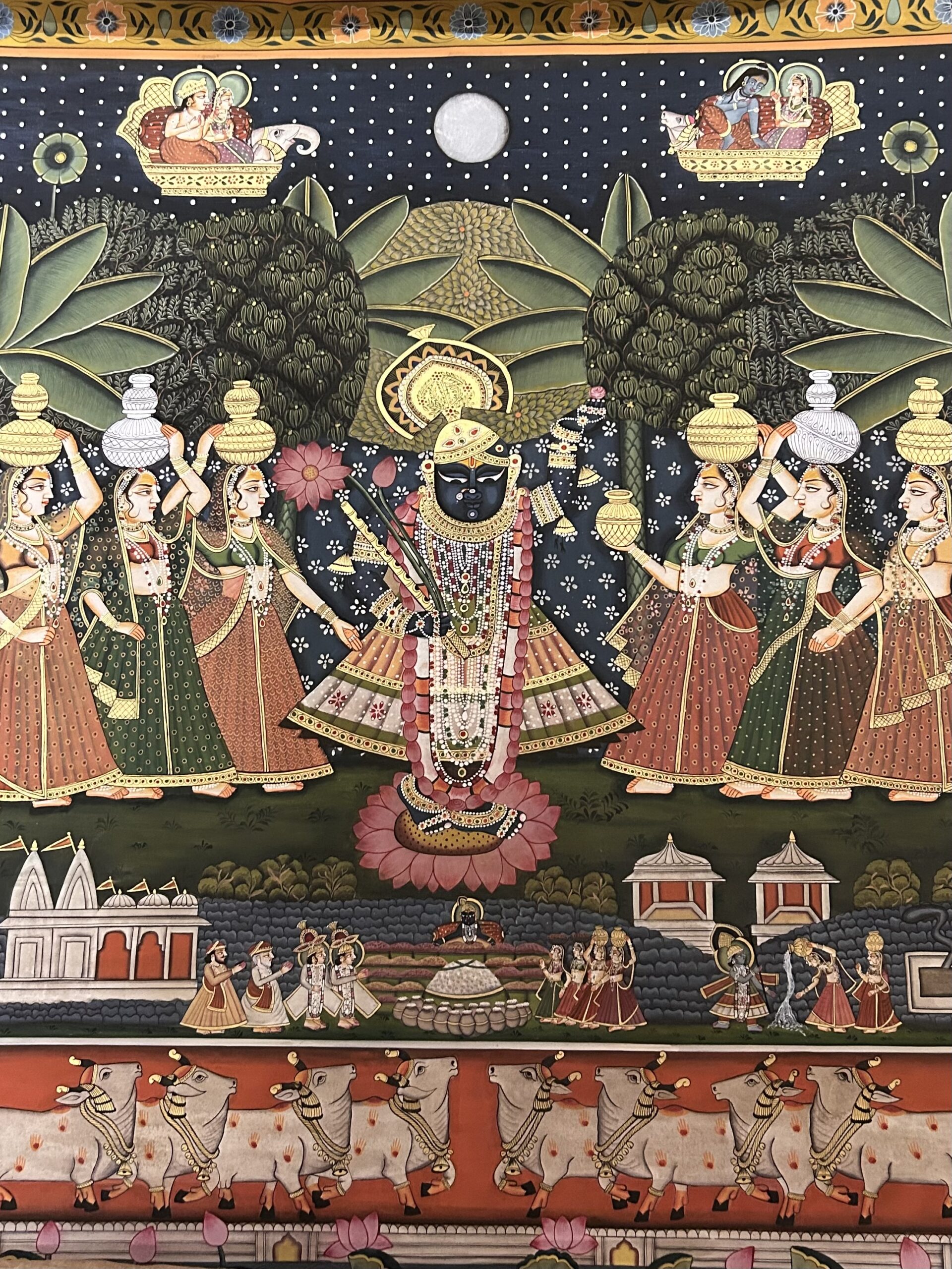 Traditional Indian artwork placed at the home entrance creating a welcoming and auspicious first impression
