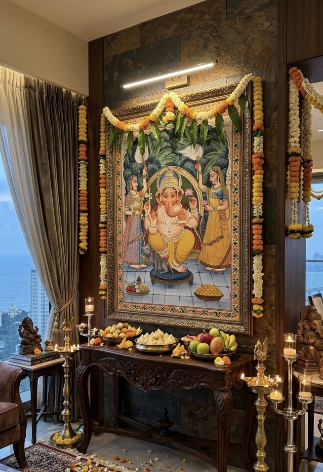 Ganesh with Riddhi and Siddhi
